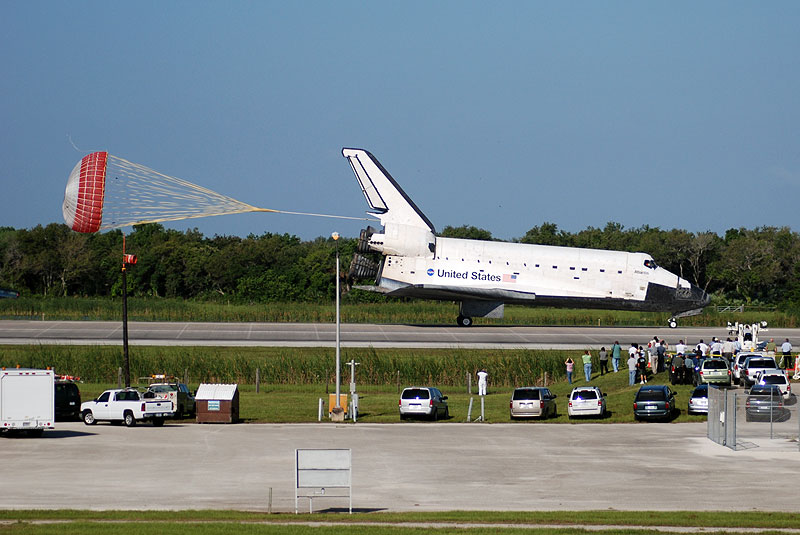 Wheels stop... Atlantis lands for a final time