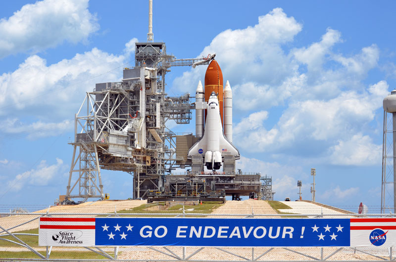 Endeavour revealed on launch pad for final flight