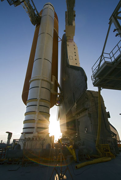 Space shuttle Endeavour's final path to the pad