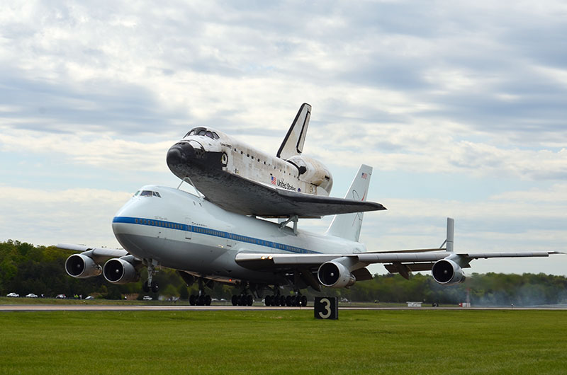 Space shuttle Discovery lands in Washington for Smithsonian display