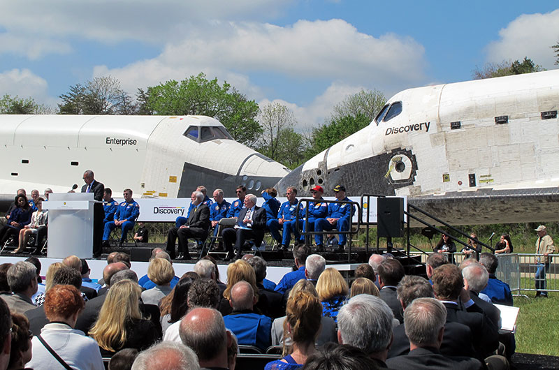 Final wheels stop: Space shuttle Discovery enters the Smithsonian