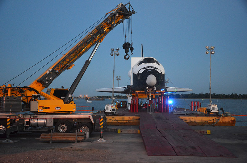 Space shuttle replica docks in Houston lake, launches 'Shuttlebration'