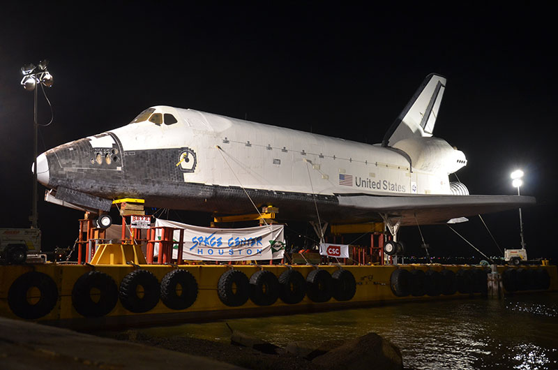 Space shuttle replica docks in Houston lake, launches 'Shuttlebration'