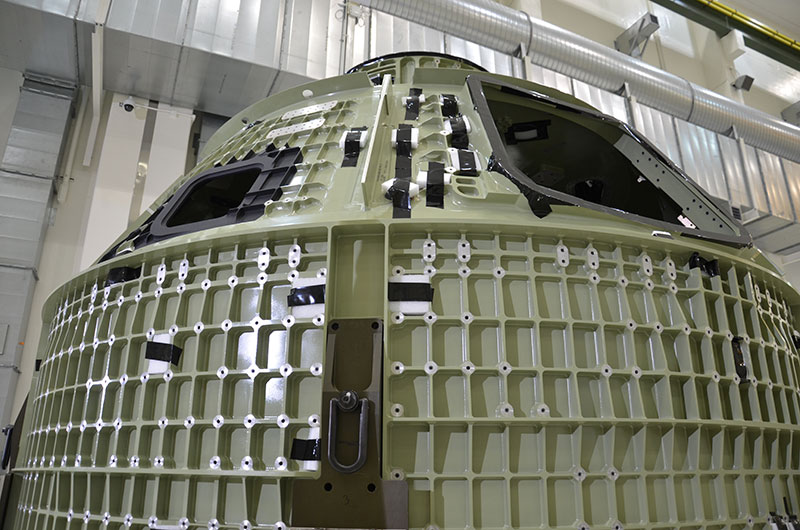 First space-bound Orion crew capsule arrives at NASA's launch site