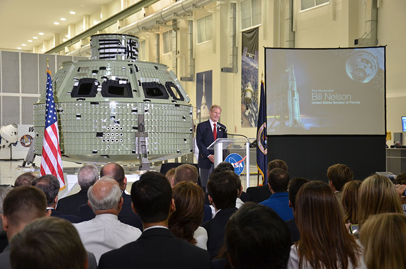 First space-bound Orion crew capsule arrives at NASA's launch site