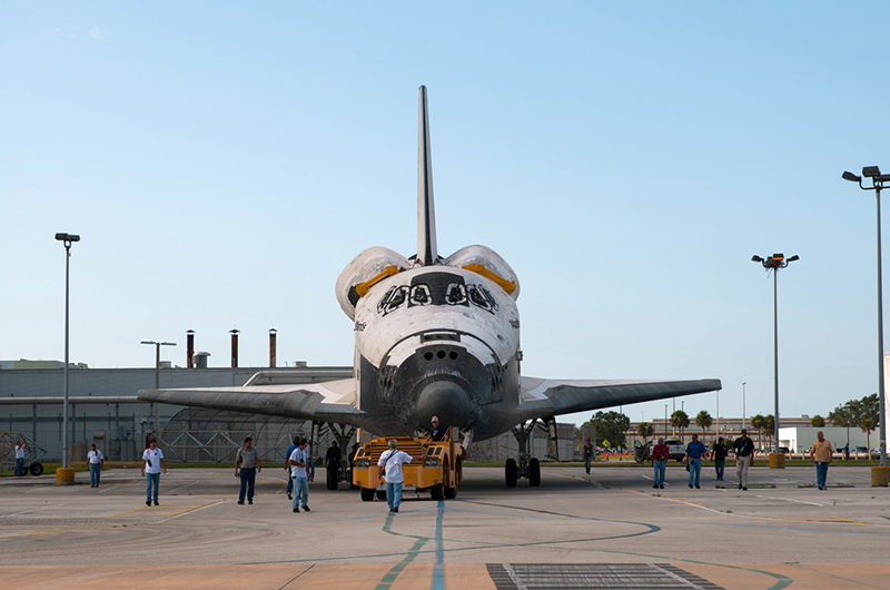 Trading places, space shuttles meet nose-to-nose for a final time