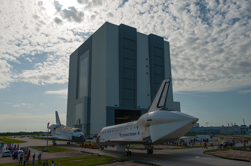 Trading places, space shuttles meet nose-to-nose for a final time