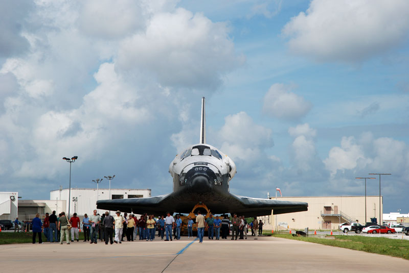 Space shuttle Discovery departs hangar for final flight