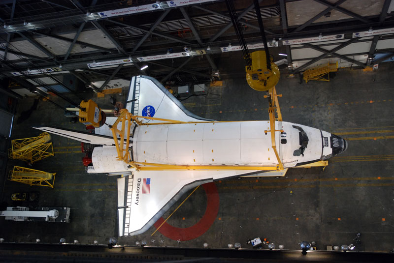 Shuttle Discovery mated with its final boosters and tank