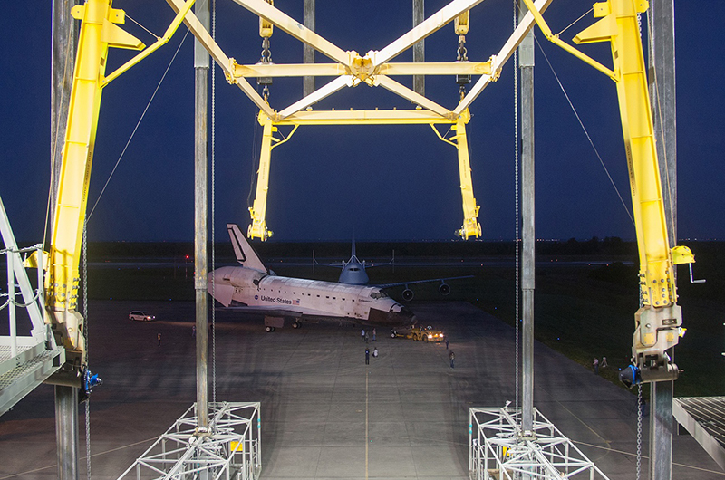 Space shuttle Endeavour mounted on 747 jet for final flight to L.A.