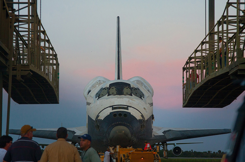 Space shuttle Endeavour mounted on 747 jet for final flight to L.A.