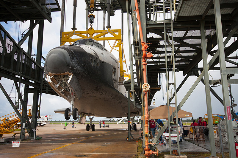 Space shuttle Endeavour mounted on 747 jet for final flight to L.A.