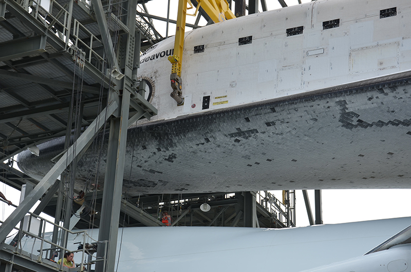 Space shuttle Endeavour mounted on 747 jet for final flight to L.A.