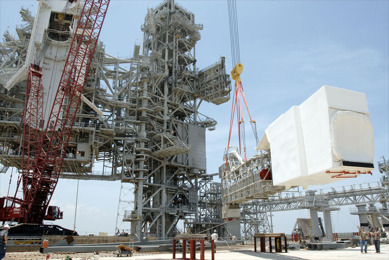 Space shuttle launch pad 'cleaned' of historic towers