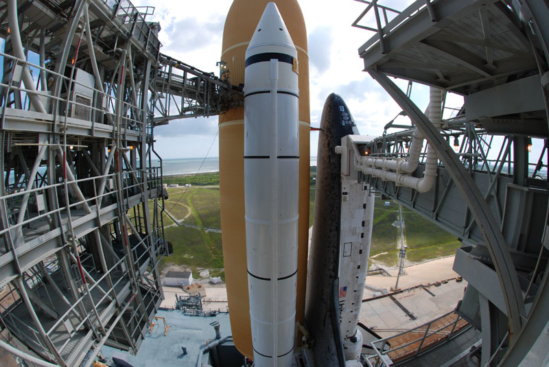 On the launch pad with space shuttle Discovery