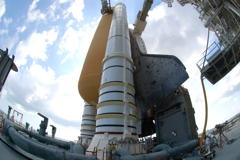 On the launch pad with space shuttle Discovery