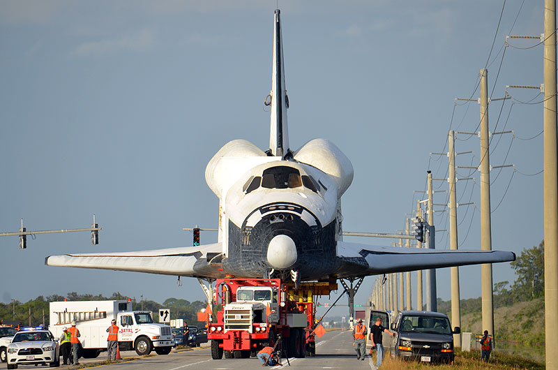 Mock space shuttle moved to make way for the real thing